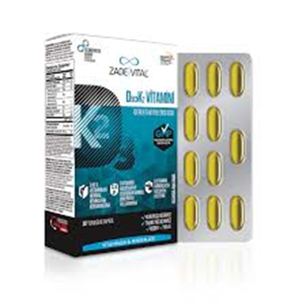ZADE VİTAL D3/K2 VİTAMİNİ 30 KAPSÜL