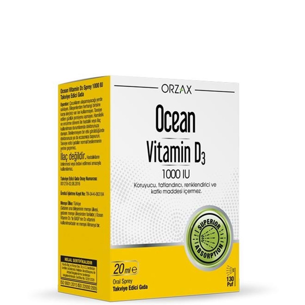 OCEAN D3 VİTAMİN 1000 IU ORAL SPREY 20 ML