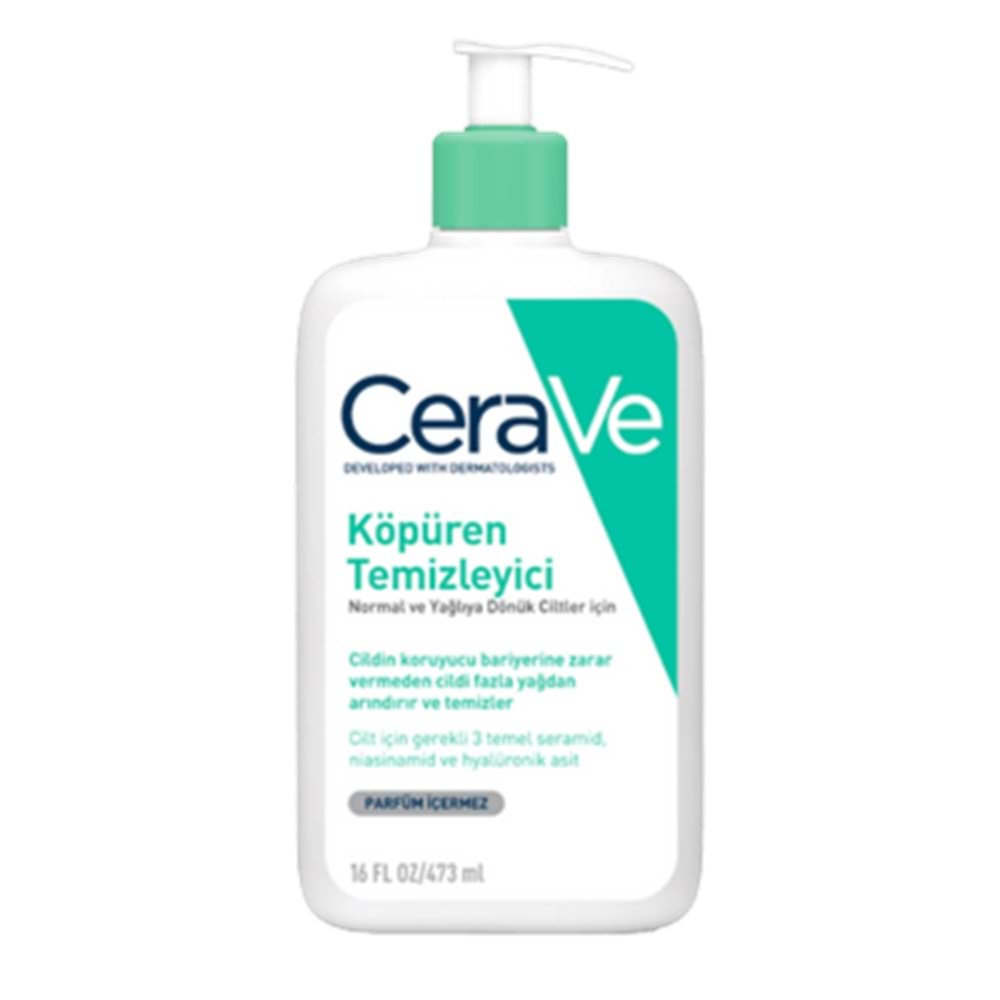 CERAVE FOAMİNG CLEANSER YÜZ TEMİZLEME JELİ 473 ML ( NORMAL & YAĞLIYA DÖNÜK CİLTLER İÇİN )