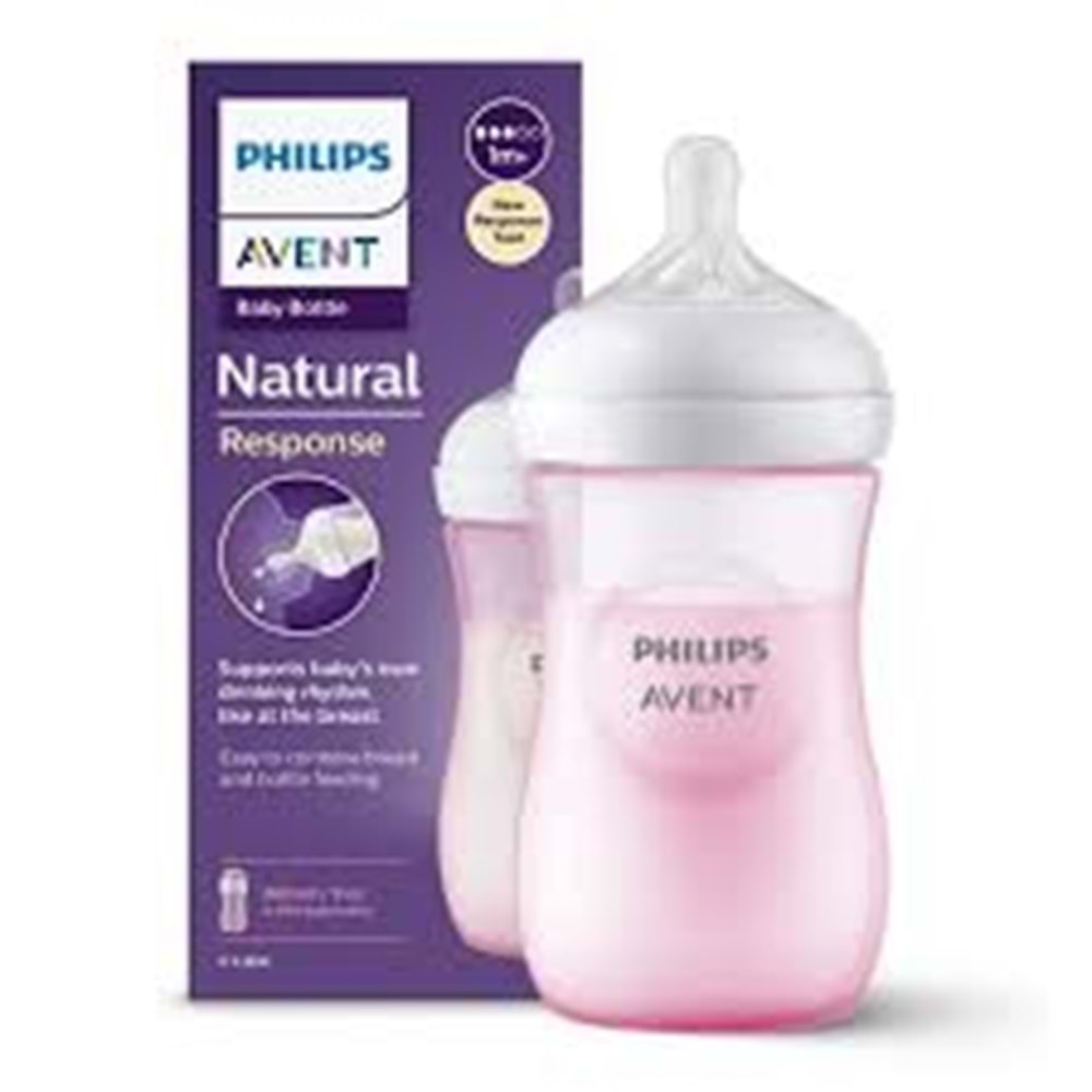 AVENT DOĞAL TEPKİLİ PP PEMBE BİB. 260 ML 1+AY