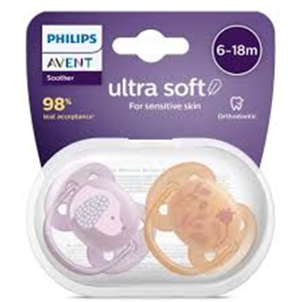 AVENT YENİ ULTRA YUMUŞAK EMZİK 6-18 2 Lİ KIZ