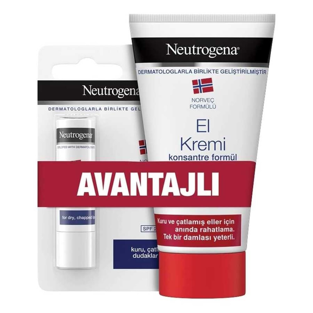 NEUTROGENA EL KREMİ PARFÜMSÜZ 75 ML+DUDAK KORUYUCU
