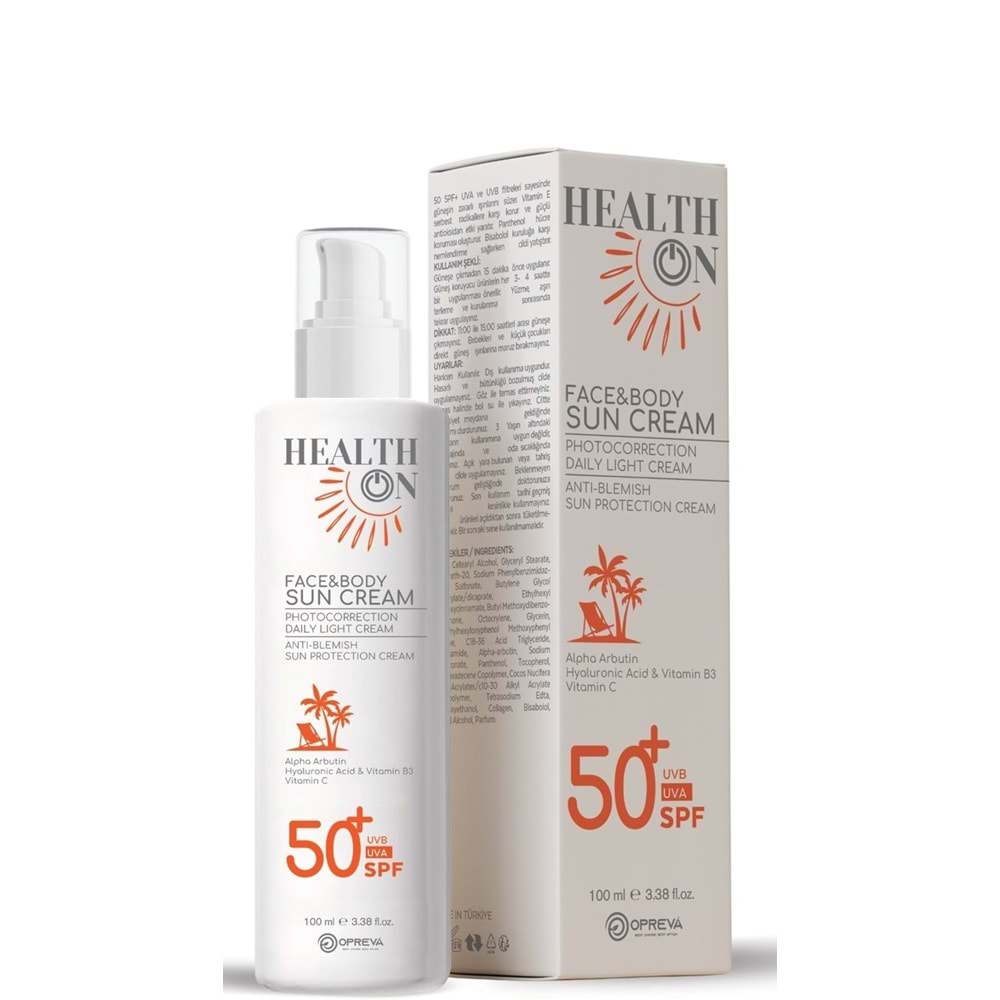 HEALTH ON GÜNEŞ KREMİ SPF50+ 100 ML ( AKNE KARŞITI & RENK TONU DÜZENLEYİCİ )( OPREVA )