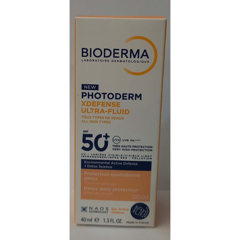 BİODERMA XDEFENCE ULTRA FLUID SPF50+ GÜNEŞ KREMİ 40 ML TÜM CİLTLER RENKLİ NO:2