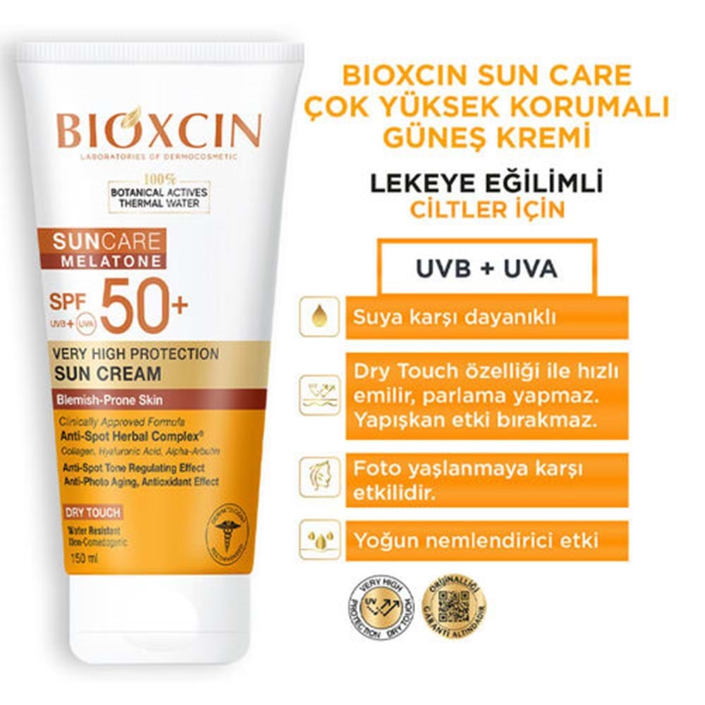 BİOXCIN GÜNEŞ KREMİ SUN CARE SPF50+ MELATONE 150 ML ( LEKEYE EĞİMLİ CİLTLER İÇİN )