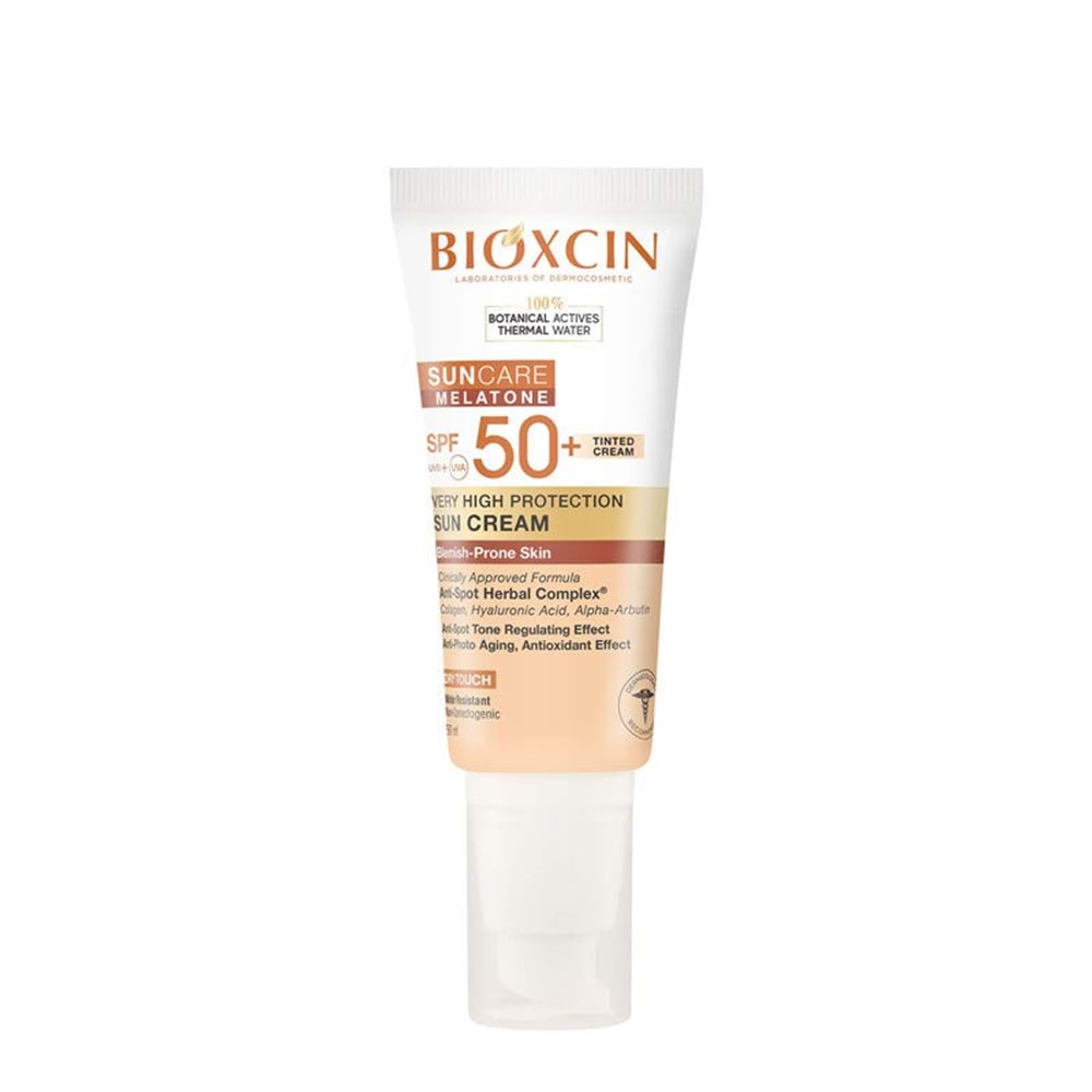 BİOXCIN GÜNEŞ KREMİ SUN CARE SPF50+ MELATONE ( LEKEYE EĞİMLİ CİLTLER İÇİN ) 50 ML ( RENKLİ )