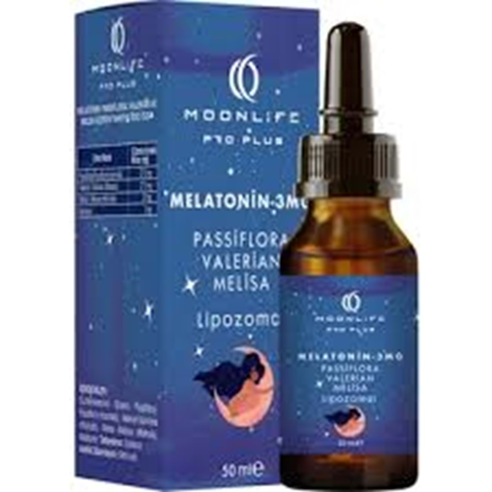 MOON LİFE PRO PLUS MELATONİN 3 MG ( PASSİFLORA & VALERİAN & MELİSA ) LİPOZOMAL 50 ML DAMLA