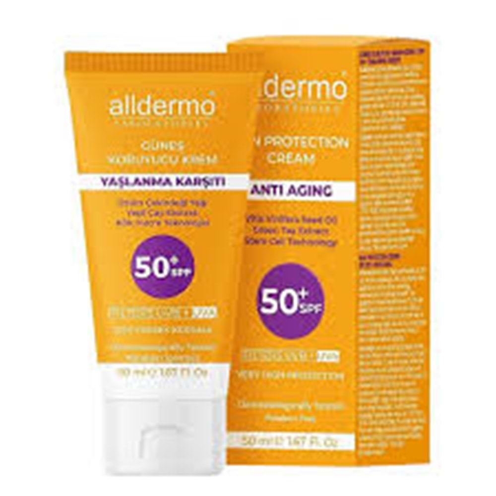 ALLDERMO GÜNEŞ KREMİ SPF 50+ ANTİ AGING 50 ML ( YAŞLANMA KARŞITI )