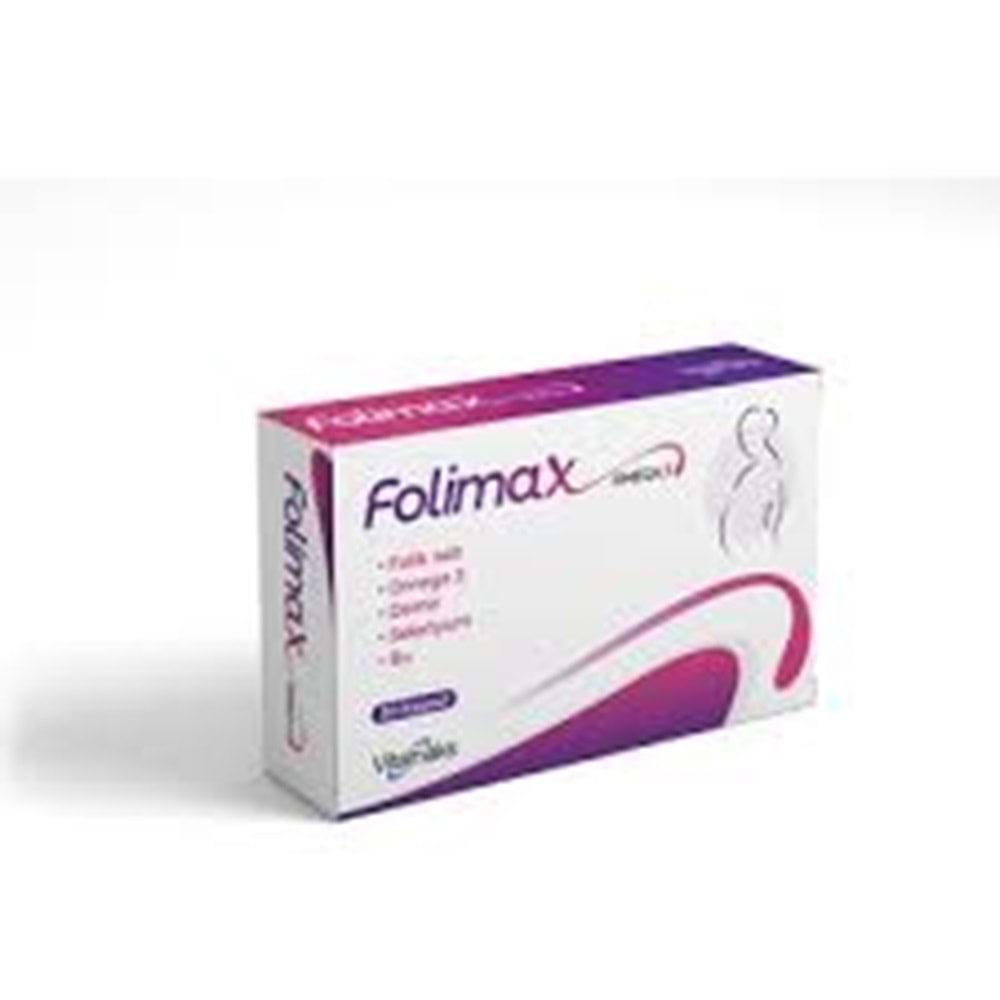 FOLİMAX 30 KAPSÜL ( FOLİK ASİT & OMEGA3 & DEMİR & SELENYUM. )