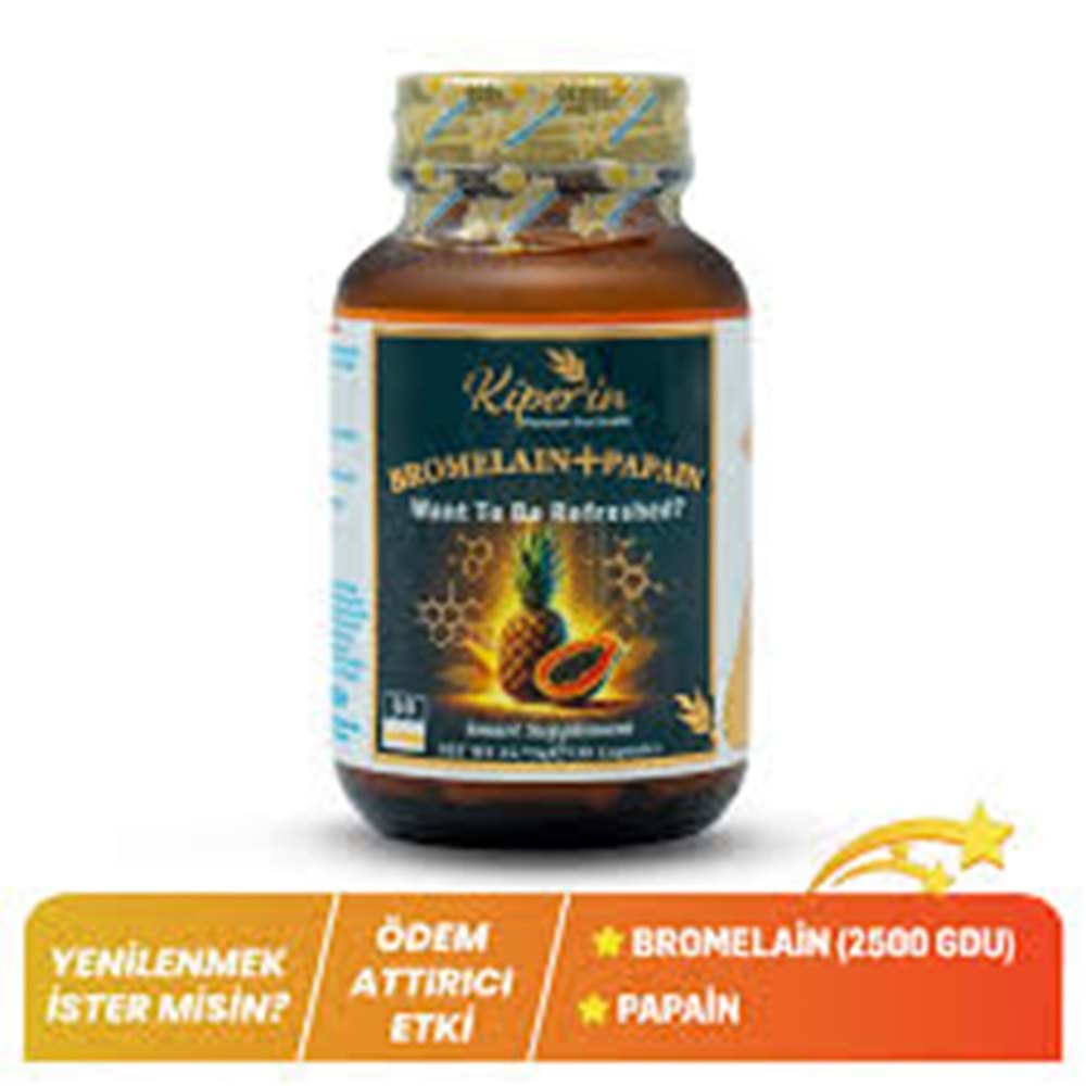 KİPERİN BROMELAİN + PAPAİN 30 KAPSÜL