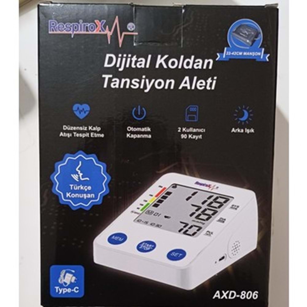 TANSİYON ALETİ RESPİROX OTOMATİK KONUŞAN DİJİTAL AXD-806