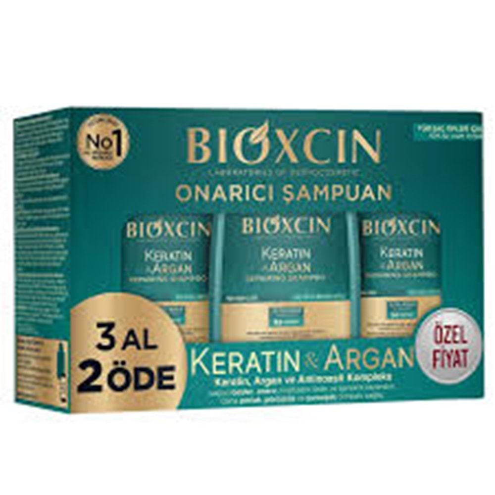 BİOXCIN KERATİN & ARGAN ONARICI ŞAMPUAN 300 ML & 3 AL 2 ÖDE KOFRE PAKET
