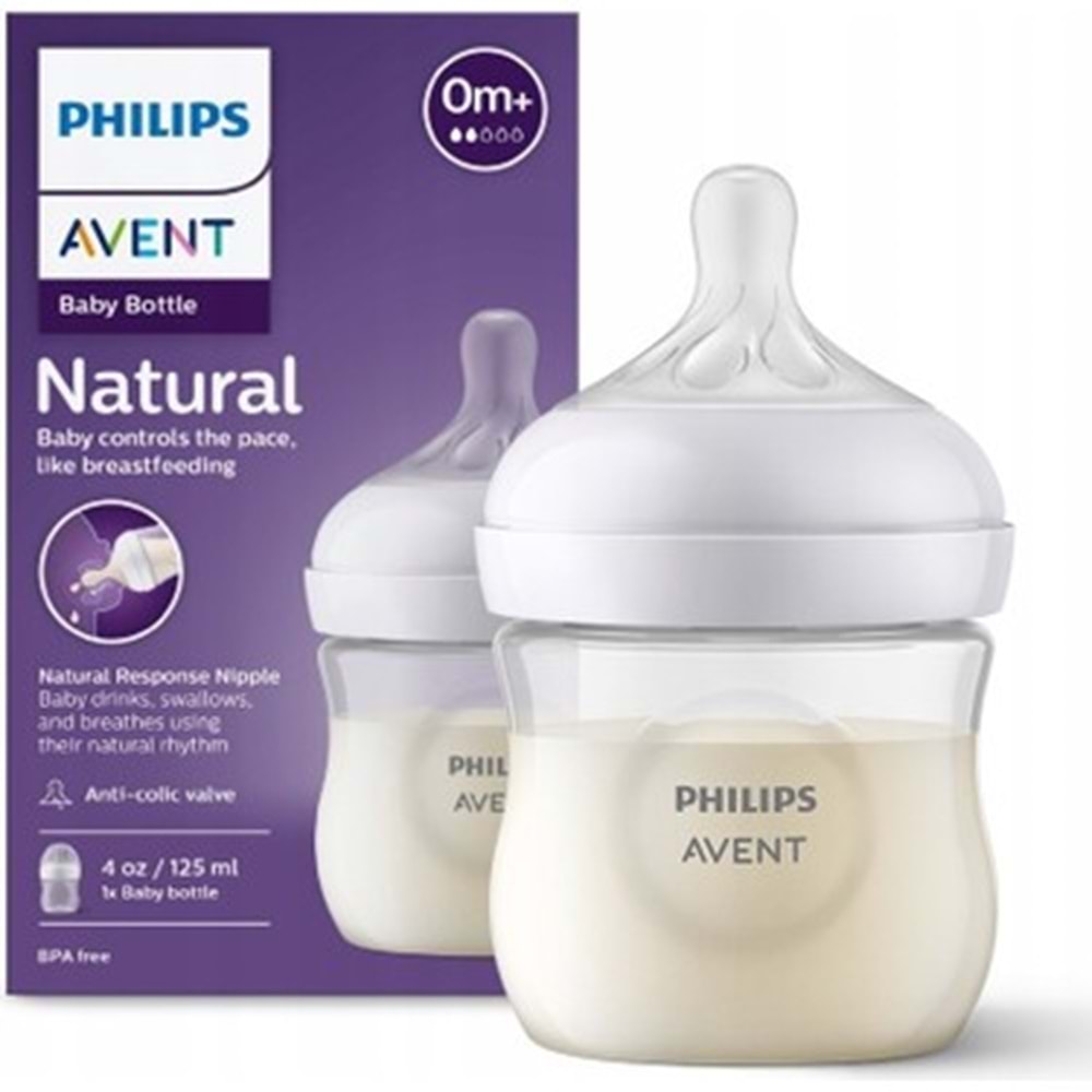 AVENT DOĞAL TEPKİLİ PP BİB. 125ML 0+AY