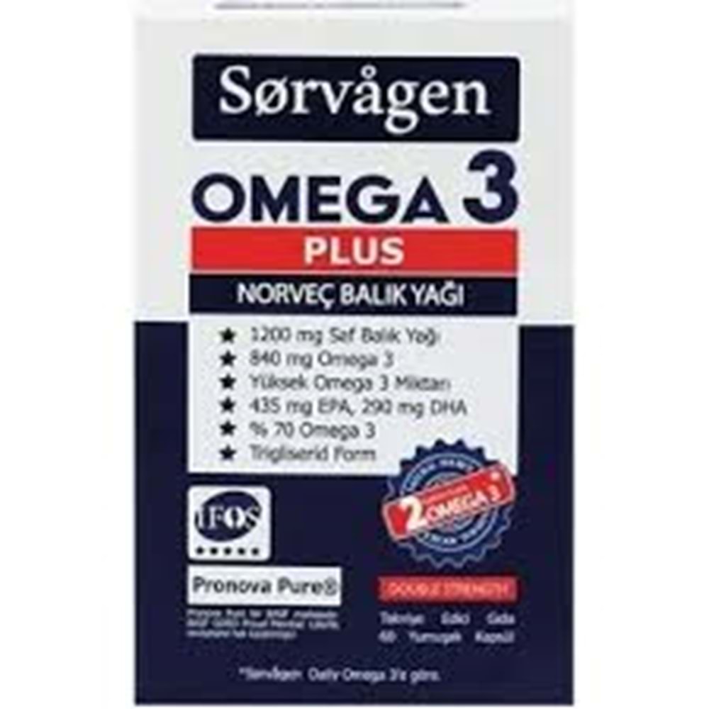 SORVAGEN OMEGA 3 PLUS BALIK YAGI 60 KAPSÜL ( NORVEÇ BALIK YAĞI )