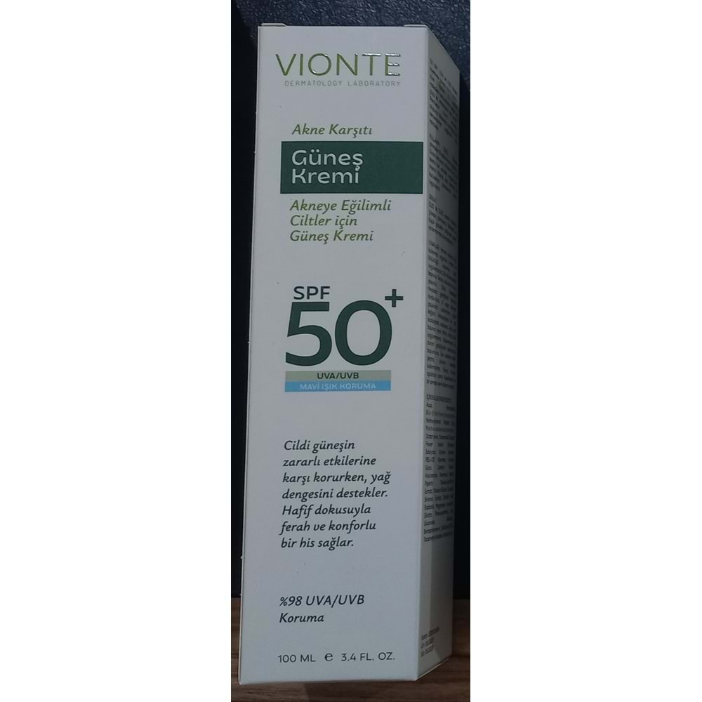 VİONTE SPF50+ GÜNEŞ KREMİ AKNEYE MEYİLLİ CİLTLER İÇİN 100 ML