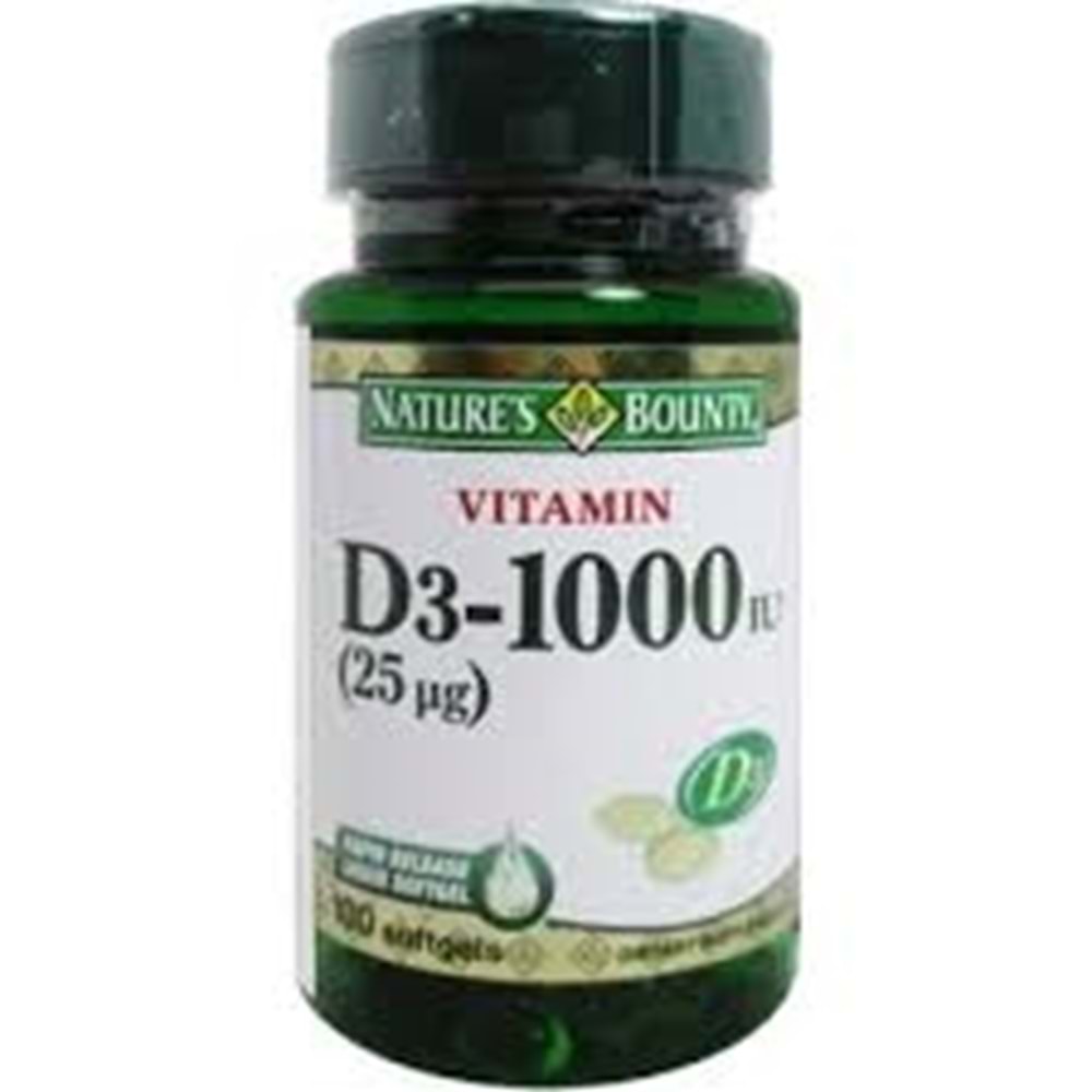 NATURES BOUNTY VİTAMİN D3 1000 IU 100 SOFT JEL