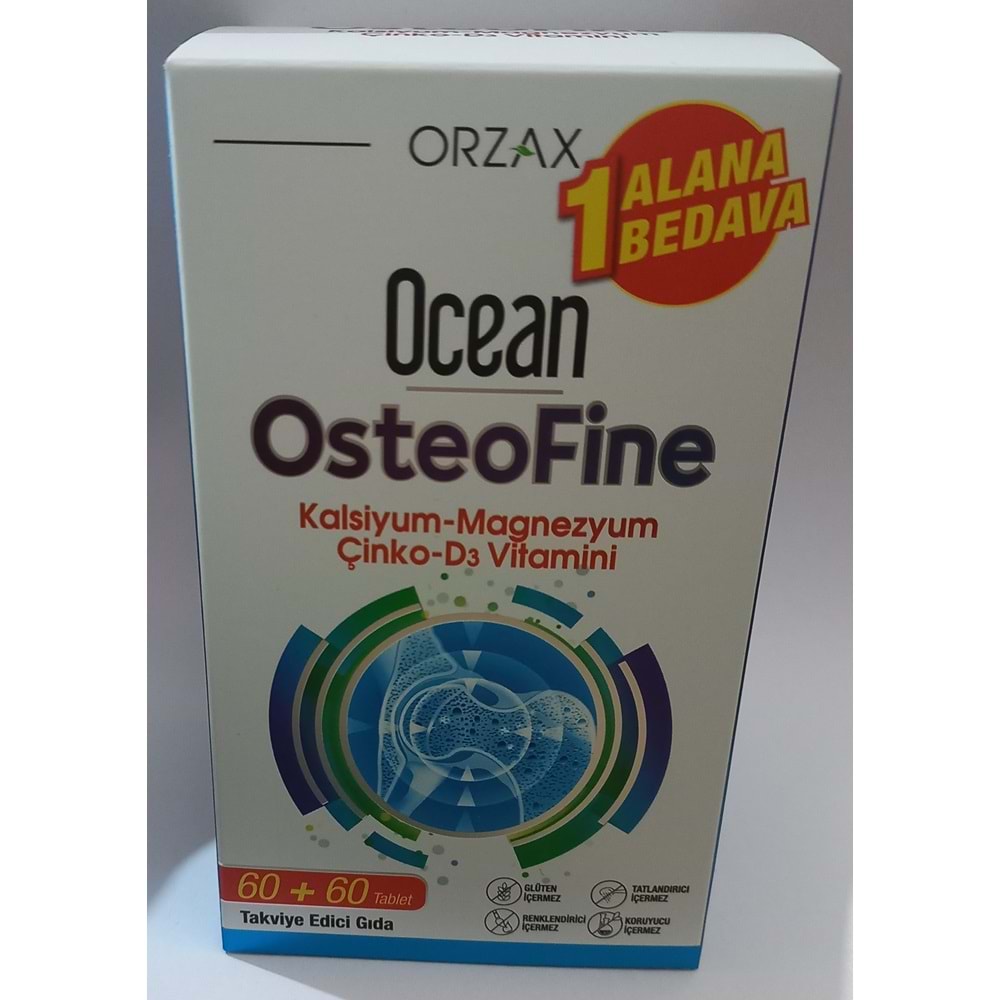 OCEAN OSTEOFİNE KALSİYUM MAGNEZYUM ÇİNKO D3 VİT. 60+60 TABLET(1ALANA 1 BEDAVA)