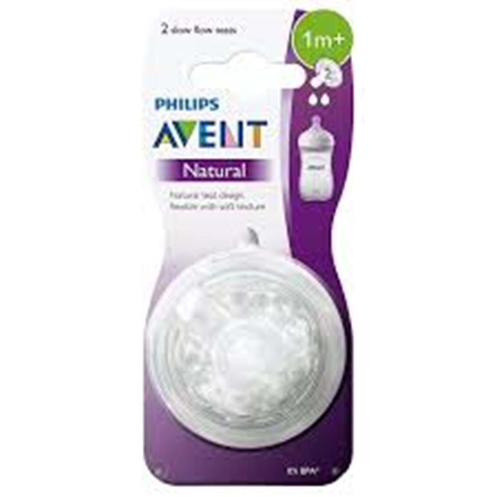 AVENT NATURAL BİBERON EMZİĞİ 1M+ NO:2 İKİLİ YAVAŞ AKIŞLI(8070)