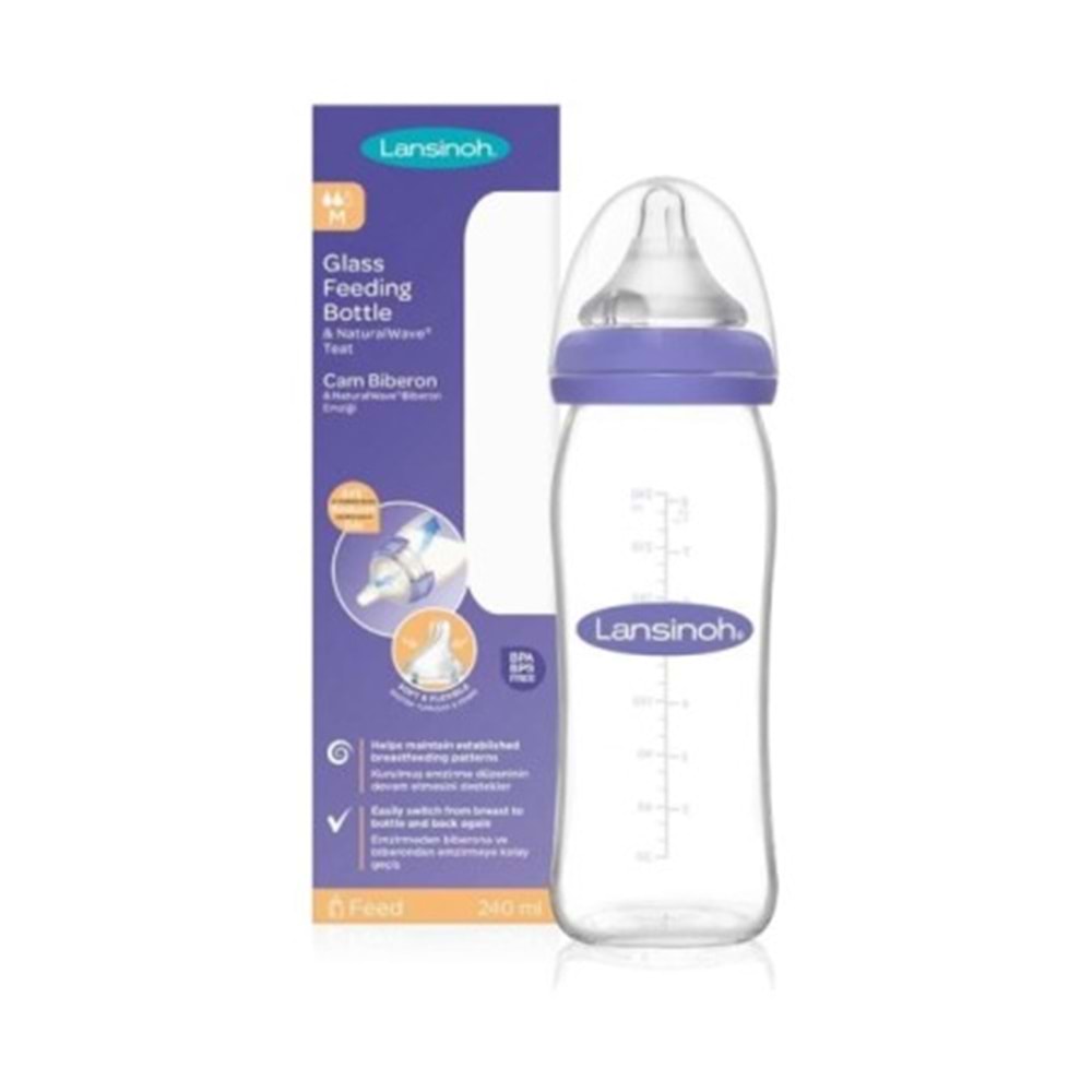 LANSİNOH CAM BİBERON 240 ML M