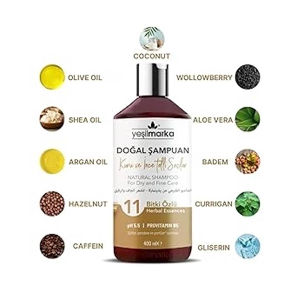 YMSM-01 Yeşilmarka Doğal Şampuan - Kuru ve İnce Telli Saçlar İçin