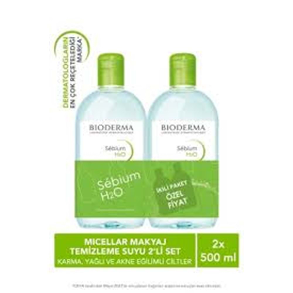 BİODERMA SEBİUM H2O 500 ML MAKYAJ TEMİZLEME SUYU 2 Lİ PAKET(0477)