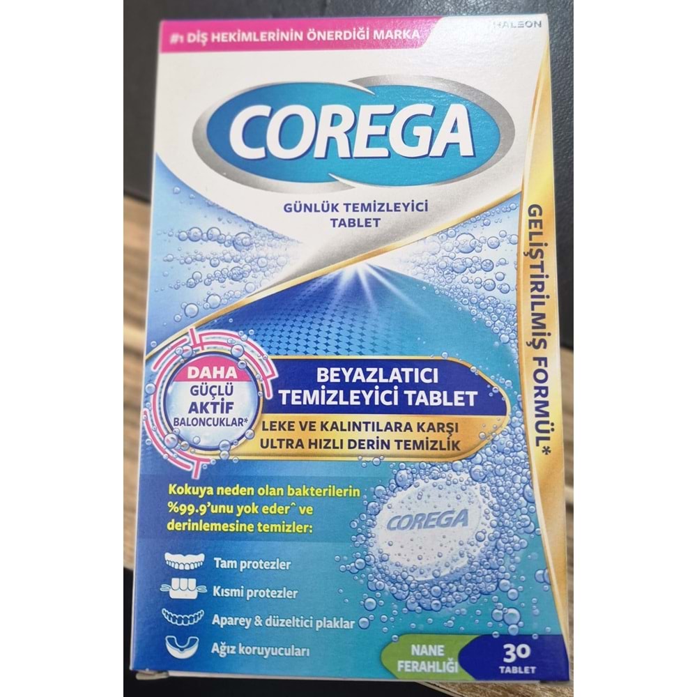 COREGA BEYAZLATICI TEMİZLEYİCİ 30 TABLET NANE FERAHLIĞI