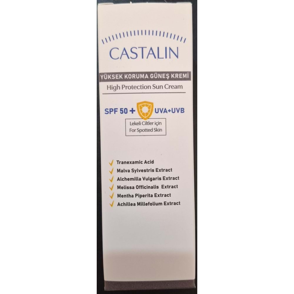 CASTALIN SPF50 YÜKSEK KORUMA GÜNEŞ KREMİ 6608