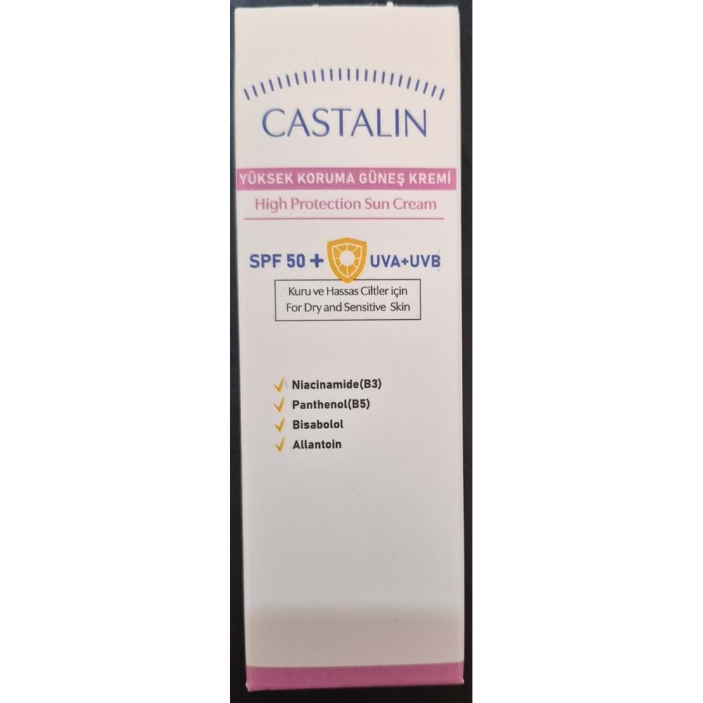 CASTALIN SPF50 YÜKSEK KORUMA GÜNEŞ KREMİ 50ML