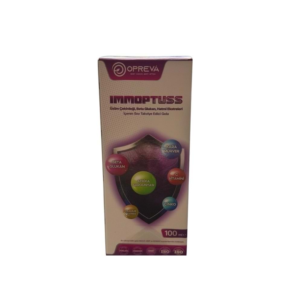İMMOPTUSS BETAGLUKAN İÇEREN TAKVİYE EDİCİ ŞURUP 100 ML ( OPREVA )3415