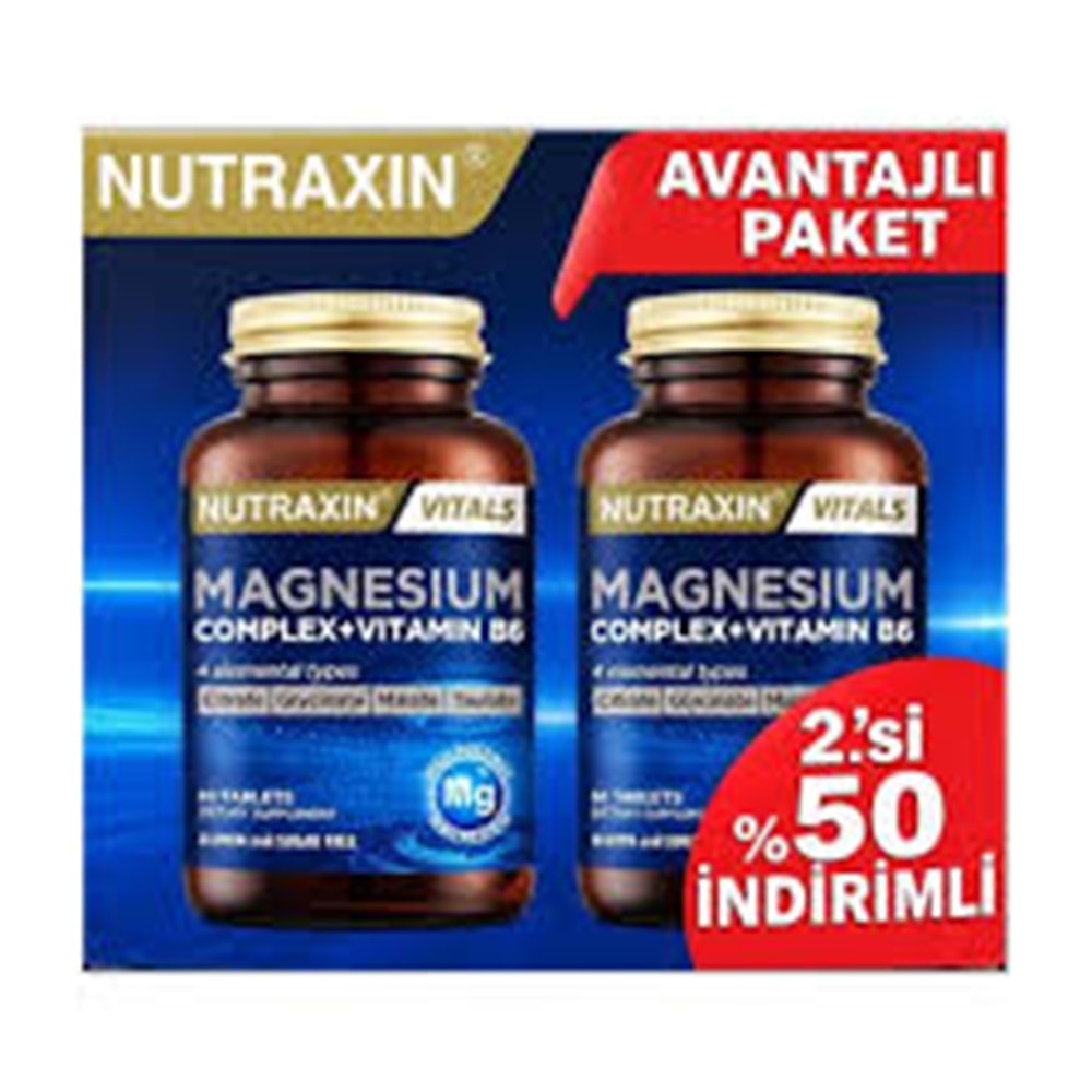 NUTRAXIN MAGNESIUM COMPLEX VİTAMİN B6 60 TABLET İKİLİ AVANTAJ PAKET 9471