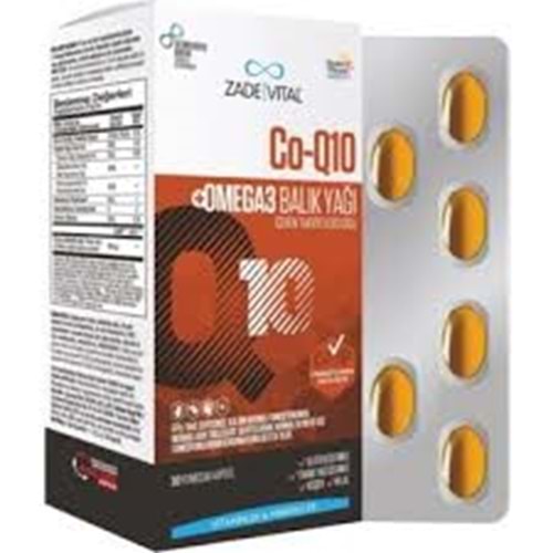 ZADE VİTAL CO-Q10 OMEGA 3 BALIK YAĞI 30 KAPSÜL