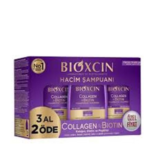 BİOXCIN COLLAGEN & BİOTİN HACİM ŞAMPUANI 300 ML 3 AL 2 ÖDE KOFRE PAKET