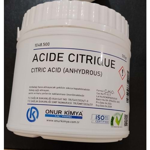 ACIDE CITRIQUE 500 GR(ASİT SİTRİK) 1686