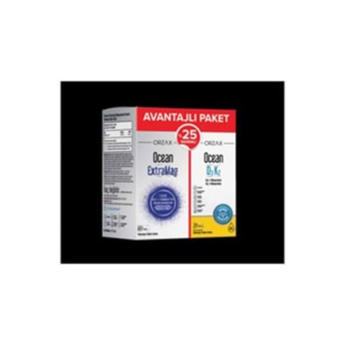 OCEAN EXTRAMAG MAGNEZYUM 60 TABLET + OCEAN D3 K2 20 ML % 25 İNDİRİMLİ KOFRE