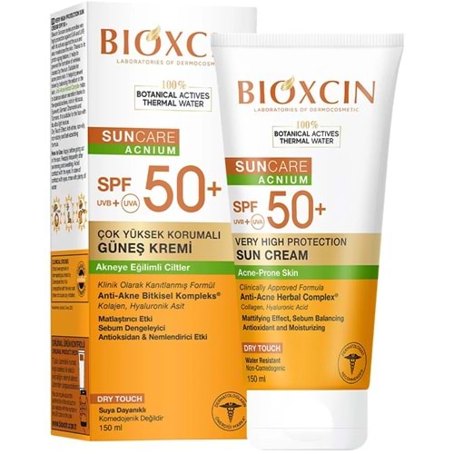 BİOXCIN GÜNEŞ KREMİ SUN CARE SPF50+ ACNIUM ÇOK YÜKSEK KORUMALI ( AKNEYE EĞİMLİ CİLTLER İÇİN ) 150 ML