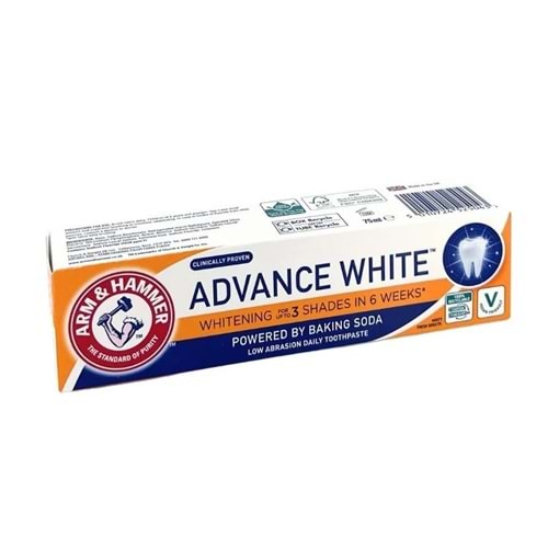 ARM & HAMMER ADVANCE WHITE DİŞ MACUNU 3 TONA KADAR BEYAZLATICI 75 ML