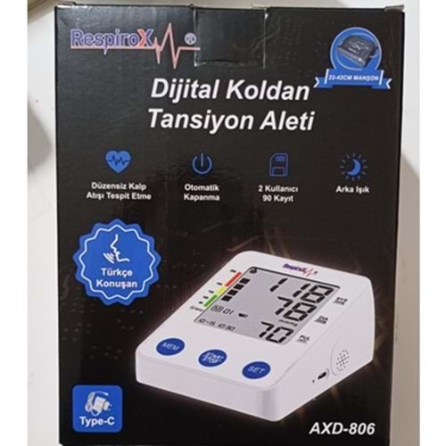 TANSİYON ALETİ RESPİROX OTOMATİK KONUŞAN DİJİTAL AXD-806