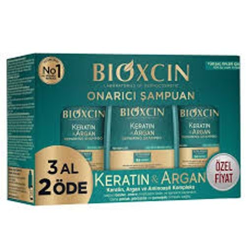 BİOXCIN KERATİN & ARGAN ONARICI ŞAMPUAN 300 ML & 3 AL 2 ÖDE KOFRE PAKET