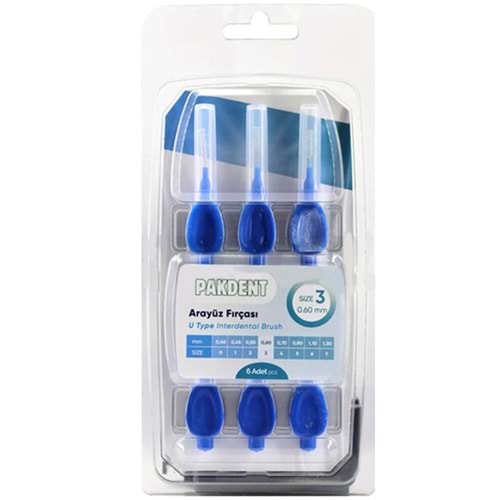 PAKDENT ARAYÜZ FIRÇASI MAVİ NO:3 6 LI 0,60 MM