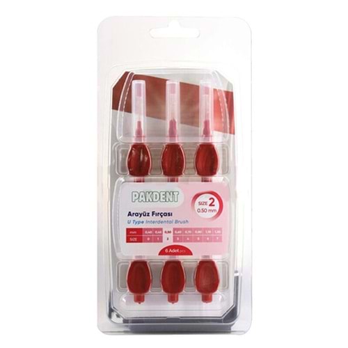 PAKDENT ARAYÜZ FIRÇASI KIRMIZI NO:2 6 LI 0,50 MM