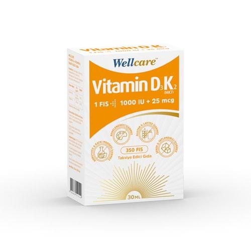 WELLCARE VİTAMİN D3K2 30 ML ( 1 PUFF : 1000 IU + 25 MCG )