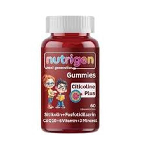 NUTRİGEN GUMMİES SİTİKOLİN & CO-Q10 + FOSFOTİDİLSERİN 60 ÇİĞNENEBİLİR JELİBON