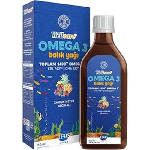 WELLCARE OMEGA 3 FİSH OİL KARIŞIK MEYVE AROMALI BALIK YAĞI 150 ML