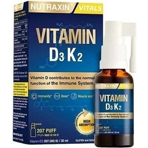 NUTRAXIN VİTAMİN D3K2 SPREY 30 ML
