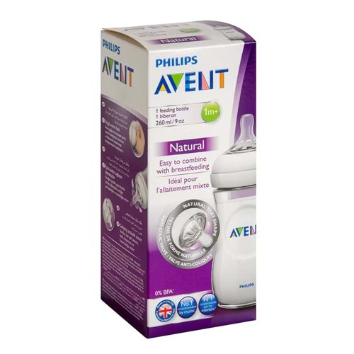 AVENT NATURAL DOĞAL TEPKİLİ PP BİBERON 260 ML 1M+(5901)
