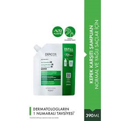 VİCHY DERCOS ŞAMPUAN ANTİ-DANDRUFF KEPEK KARŞITI 390 ML REFİLL ( YAĞLI SAÇLAR İÇİN )2830