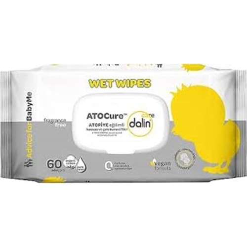 DALİN ATOCURE ISLAK MENDİL 60 LI ( ATOPİYE EĞİMLİ KURU VE HASSAS CİLTLER İÇİN )