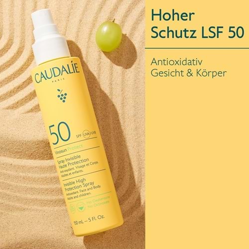 CAUDALİE SPRAY INVISIBLE HAUTE PRTECTİON 50 SPF 150 ML(YÜKSEK KORUMALI) 535
