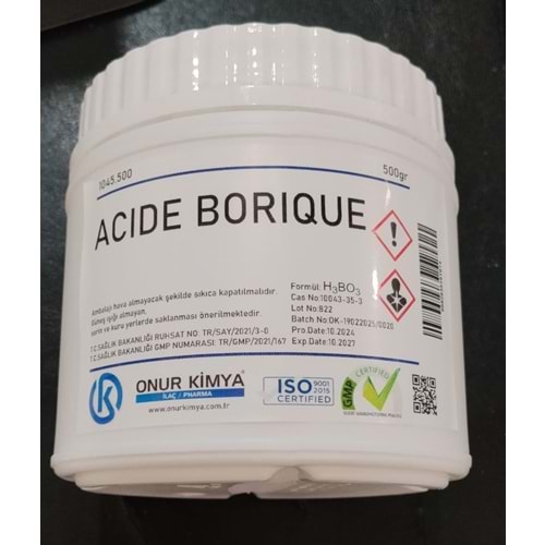 ACİDE BORİQUE 500 GR BORİK ASİT 1914