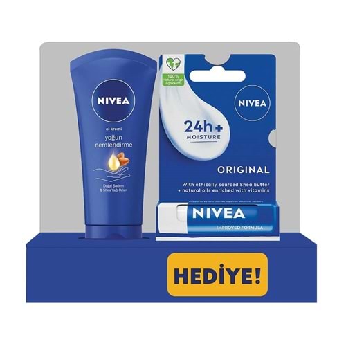 NİVEA YOĞUN NEML. EL KREMİ 75 ML + NİVEA KLASİK DUDAK KREMİ